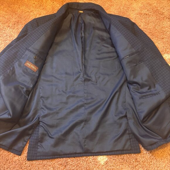 Oak Hill Sport Coat Mens 3XLT 55/56T Navy Blue Check Blazer Suit Jacket - Picture 2 of 7